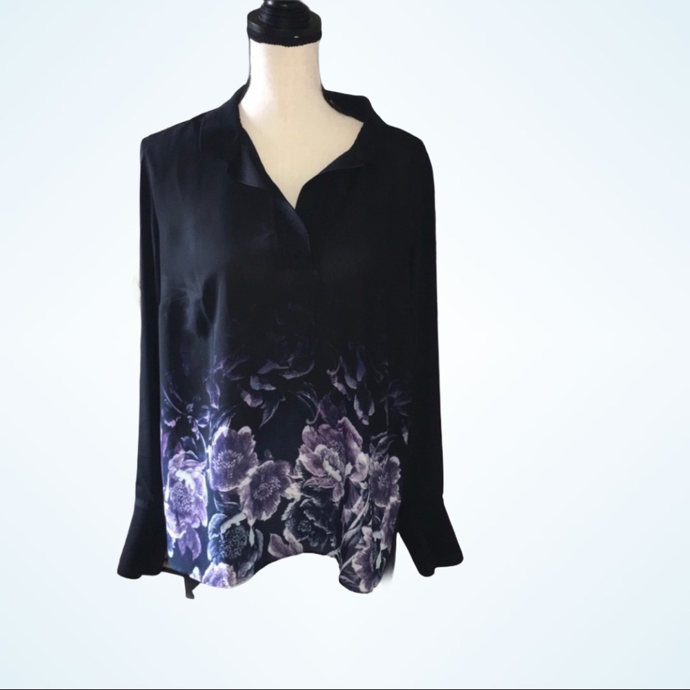 Floral Print Collared Top